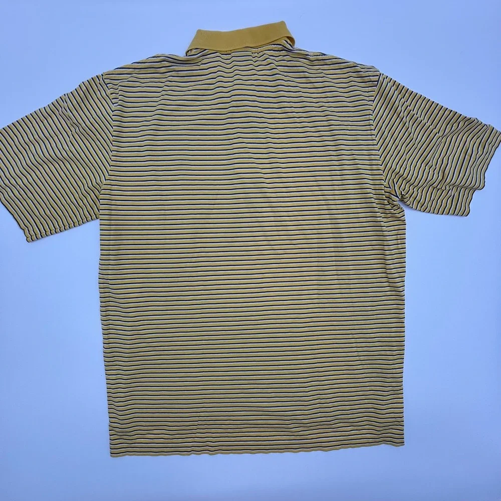 Polo Ralph Lauren Golf Fit Striped Polo Shirt Mens Size M Yellow Navy White‎